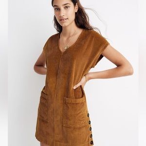 NWT Madewell corduroy side button shift dress size S